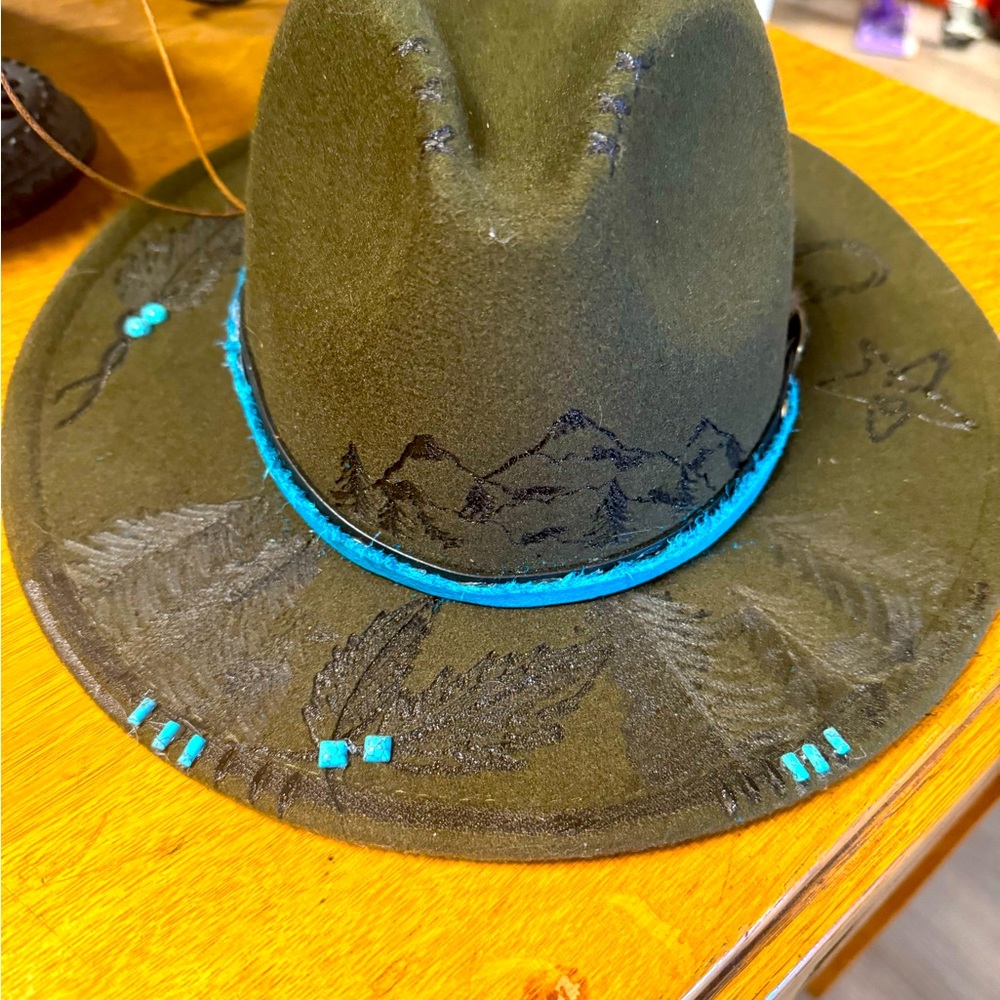 Burnt and designed hat
